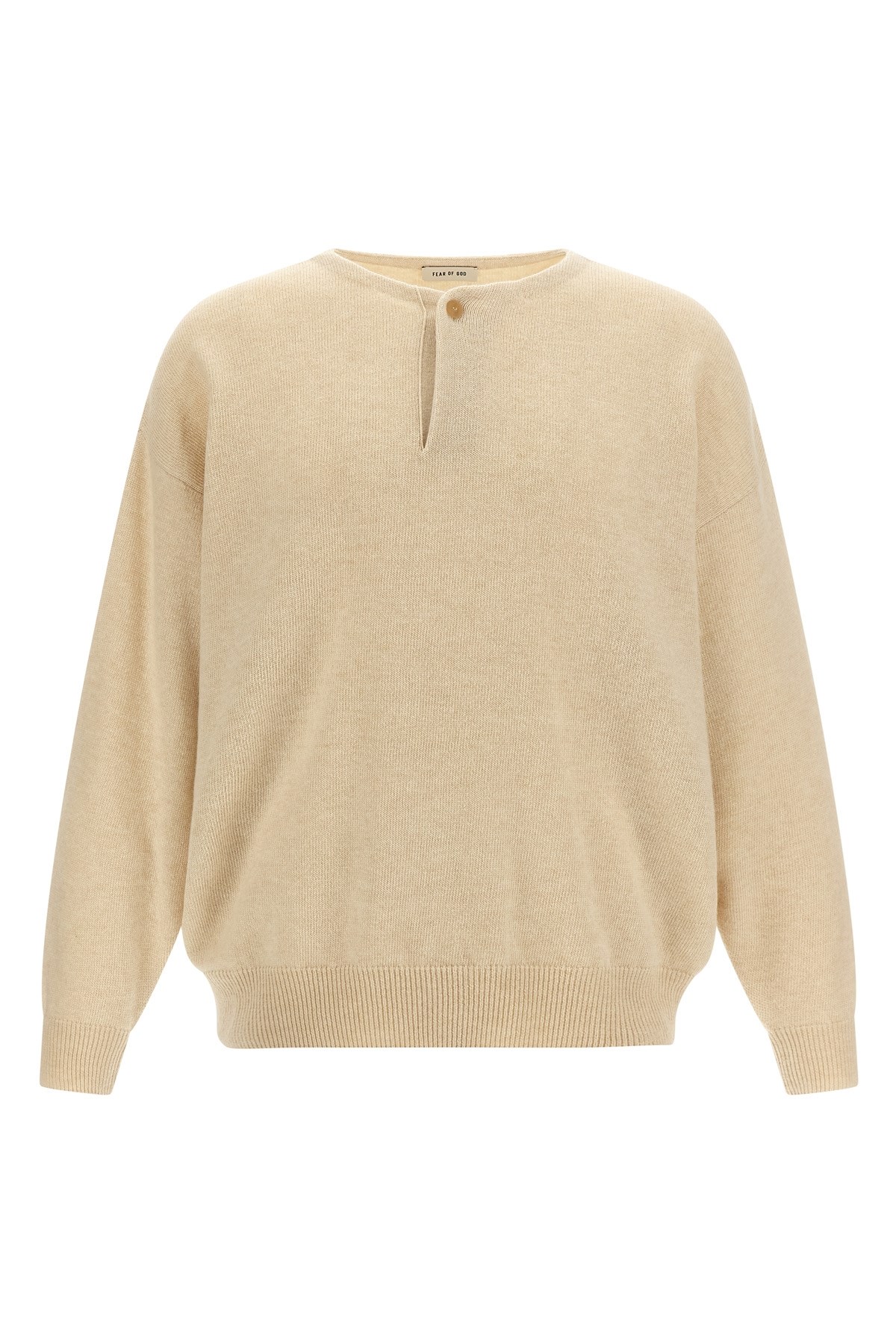Fear Of God Sweater Keyhole Neckline Button Detail In Sand