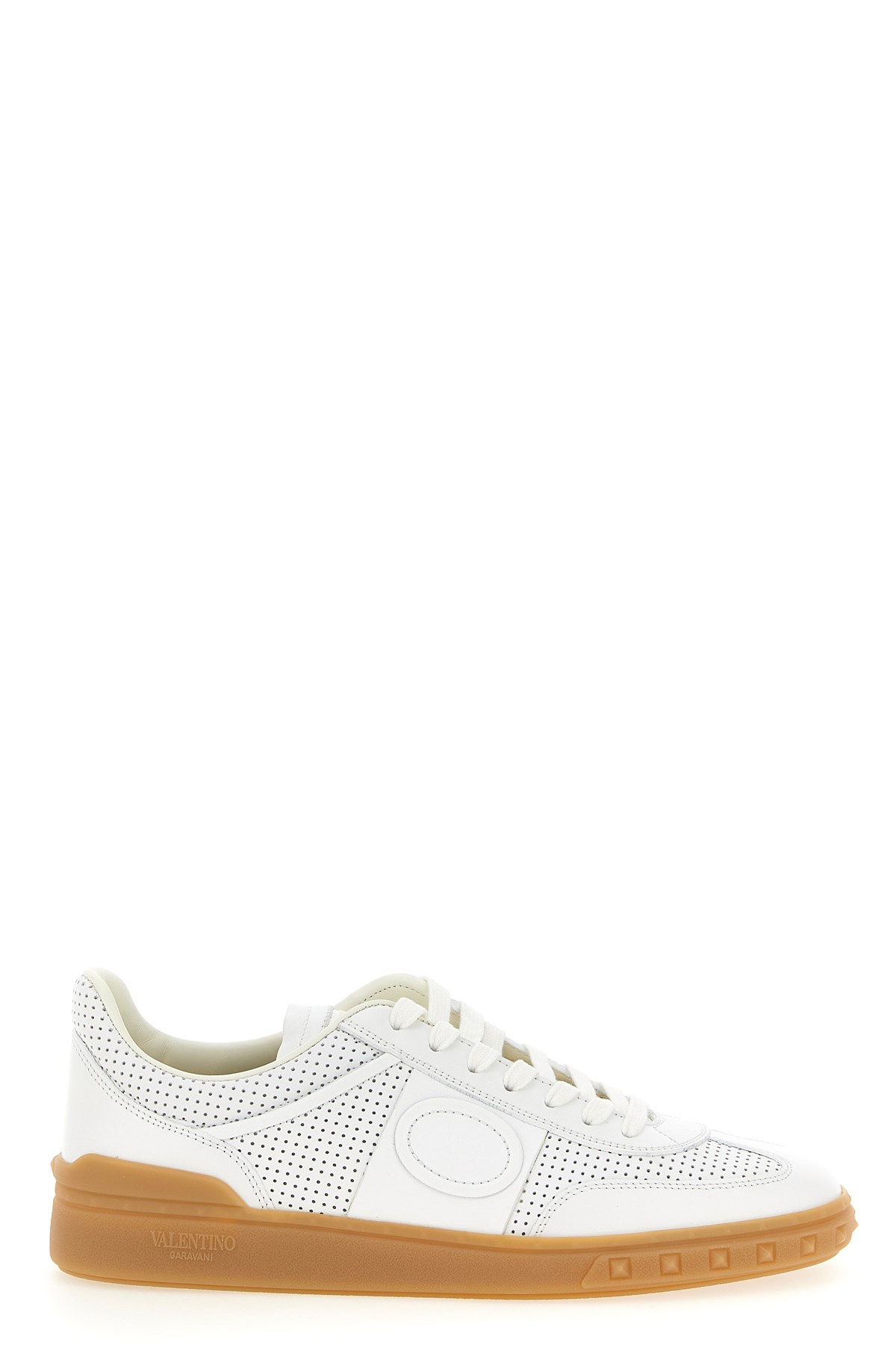 Valentino Garavani Perforated Calf Nappa Leather Sneakers In White