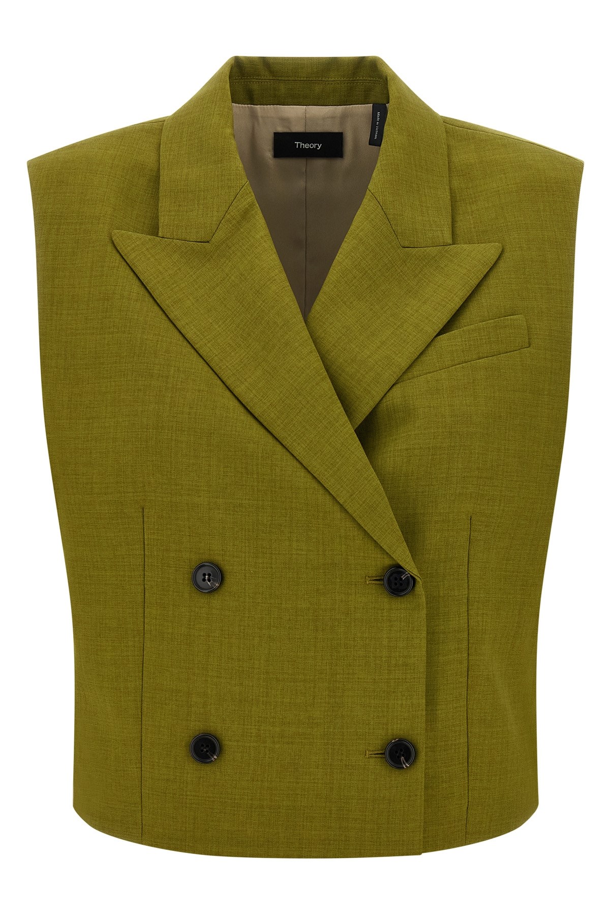Theory Double-breasted Vest In Green
