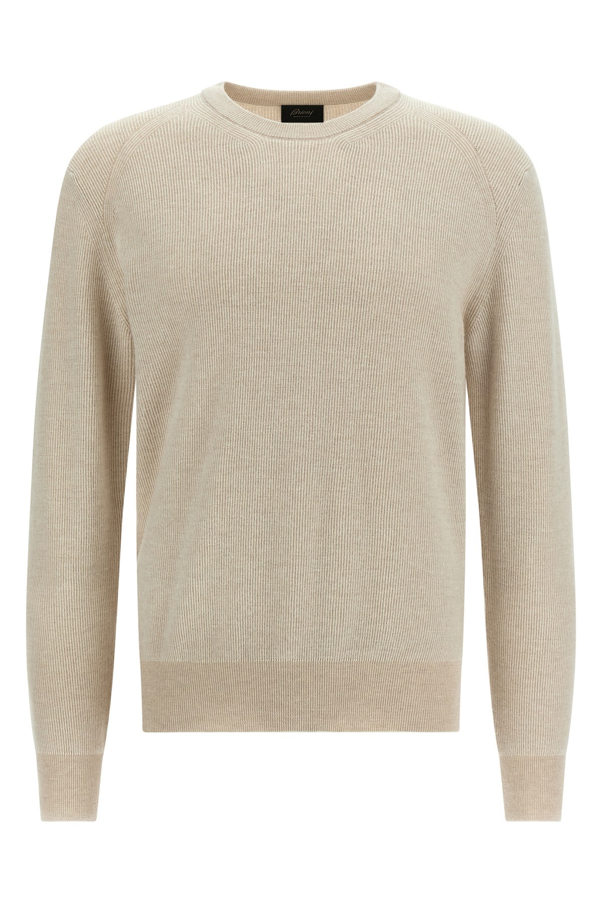 Brioni Ribbed Crew Neck Sweater In Neutral