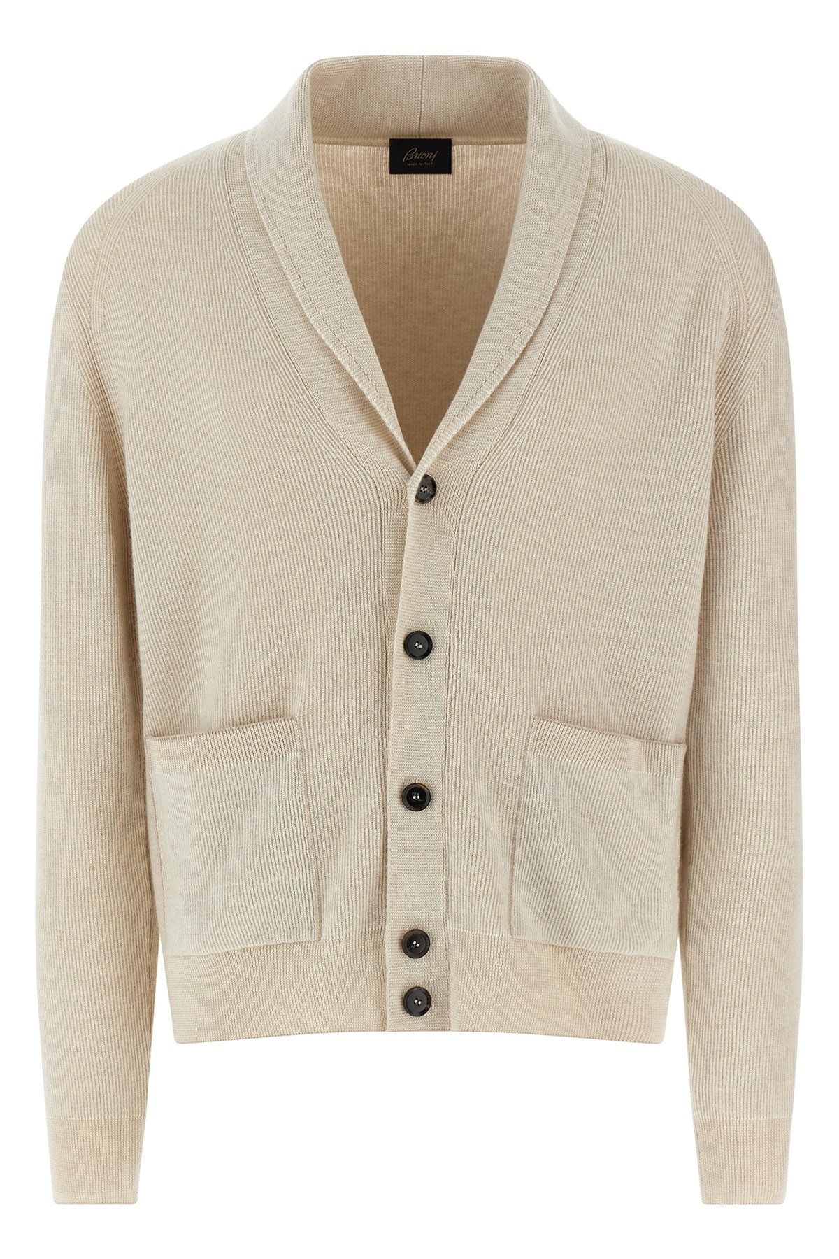 Brioni Ribbed Texture Shawl Collar Front Pockets In Neutral