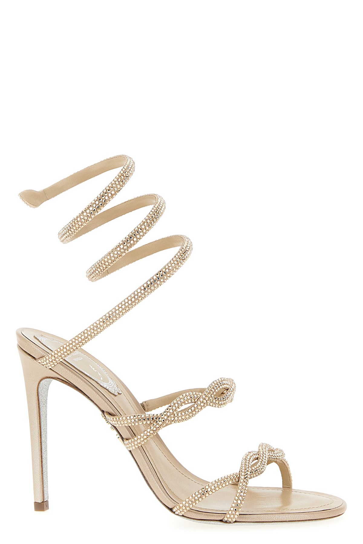 René Caovilla Round Toe High Heel Sandals In Sand