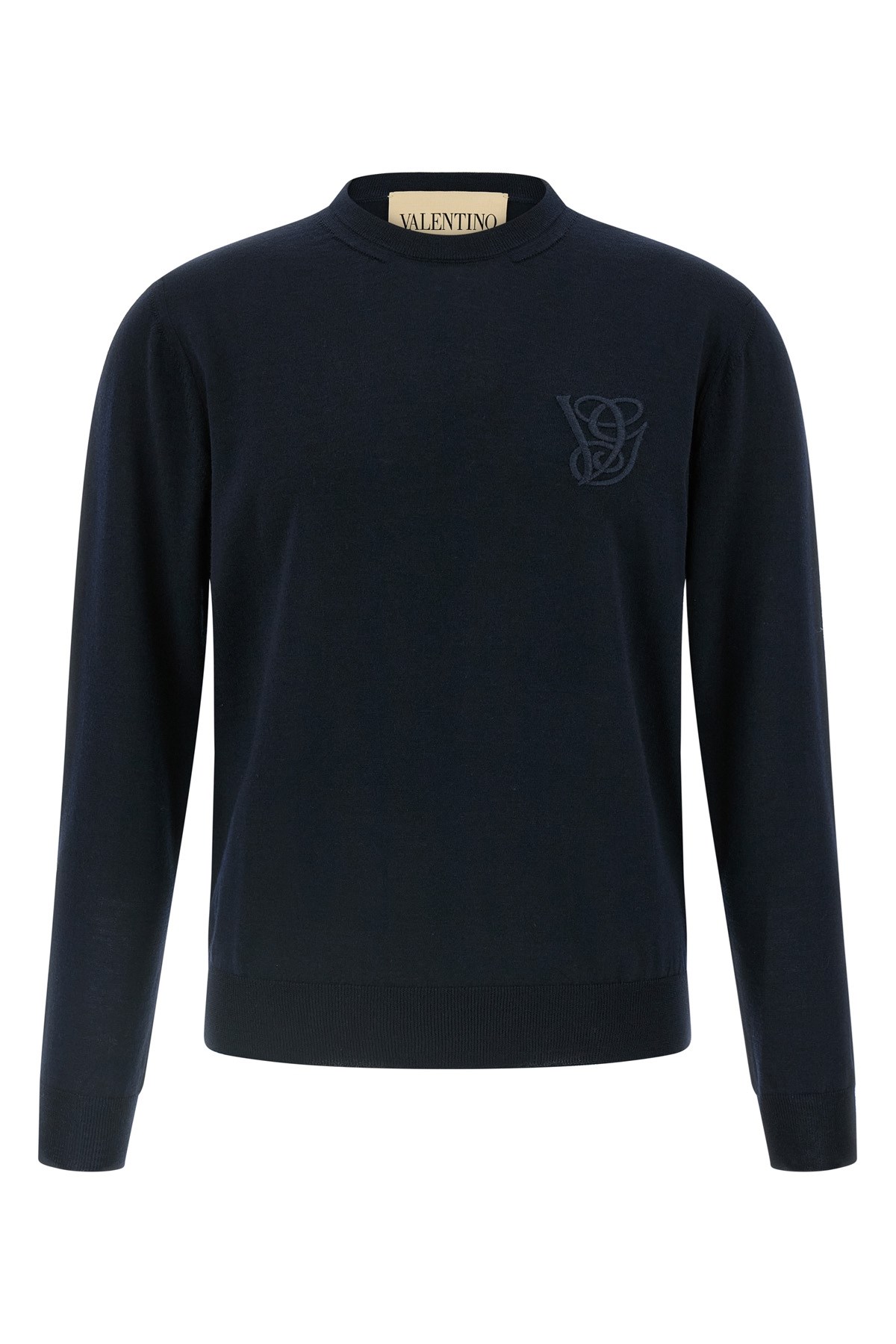 Valentino Wool Crew Neck Sweater In Blue
