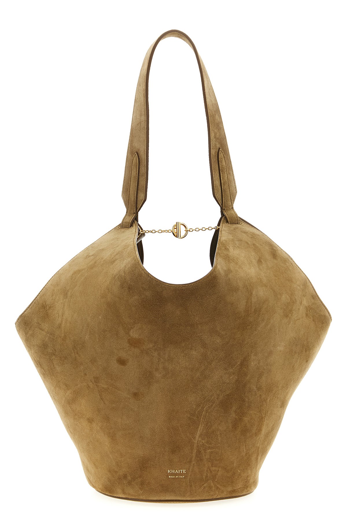 Khaite Lotus Small Suede Tote Bag In Brown