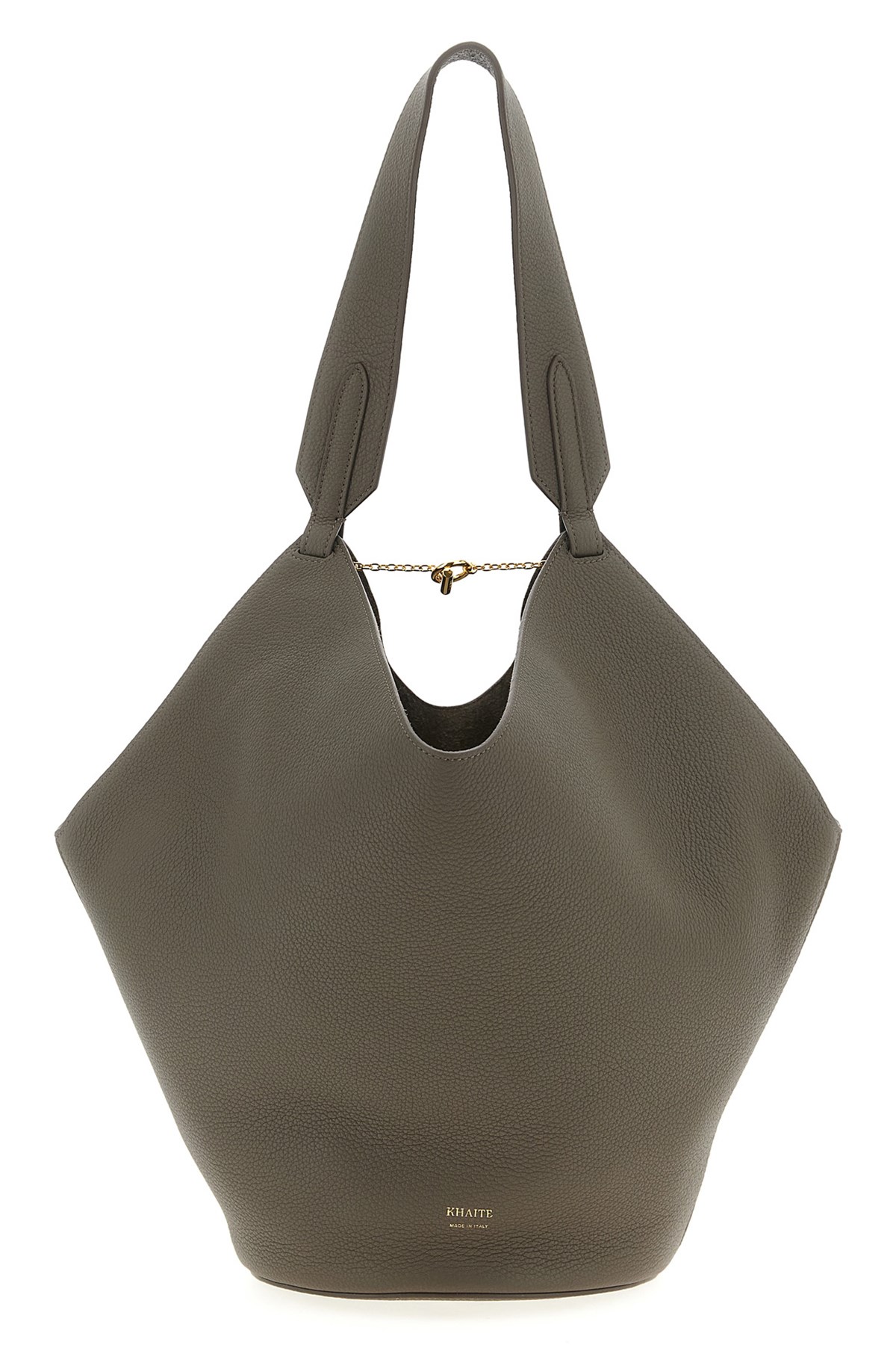 Khaite Dark Grey Lotus Small Tote In Gray