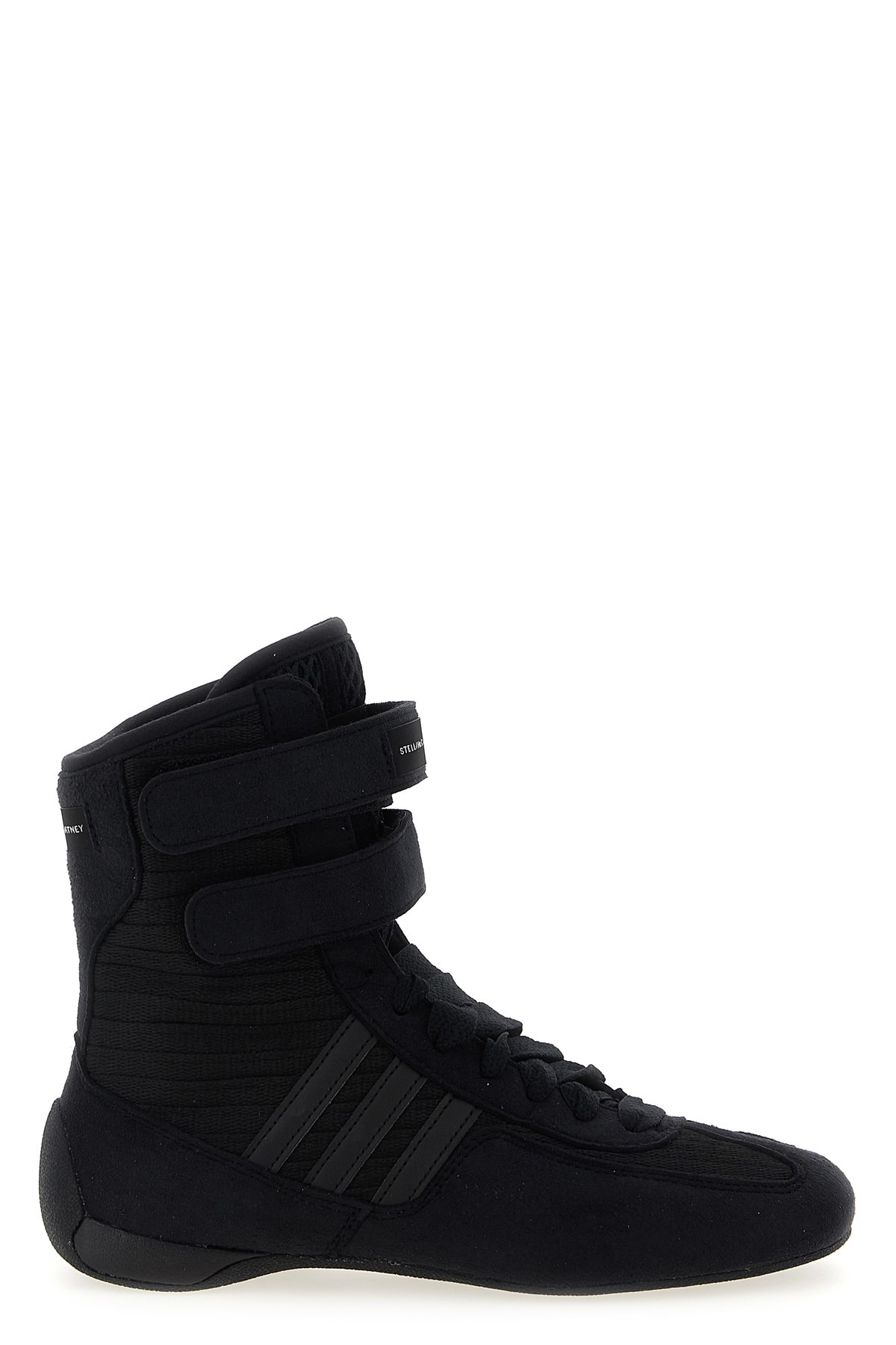 Stella Mccartney Rasant Black Sneakers With Strap Closure And Logo Detail On The Side In Tech Fabric Woman In Black