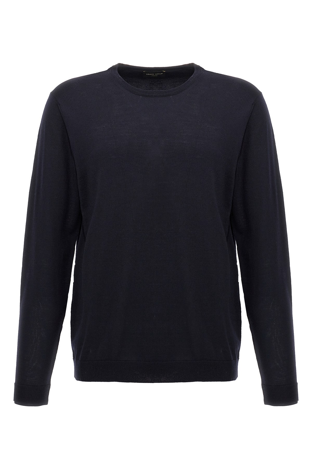 Roberto Collina Crew Neck Merino Wool Sweater In Blue