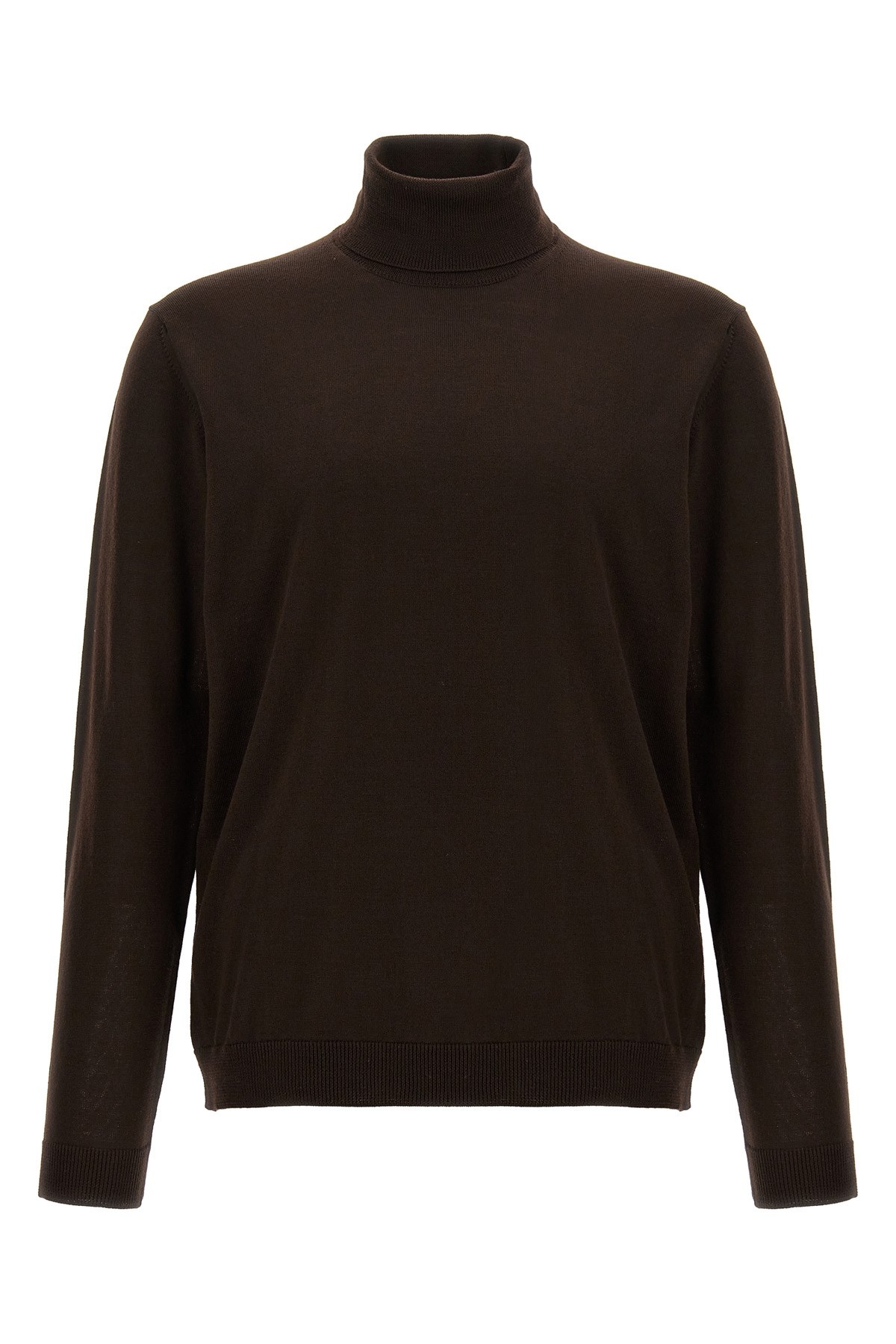 Roberto Collina Ribbed Turtleneck Sweater Long Sleeves In Brown