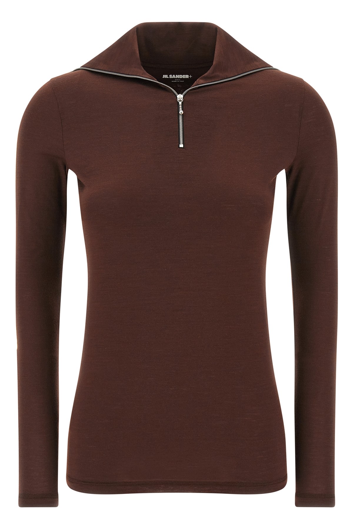 Jil Sander Half-zip T-shirt In Burgundy