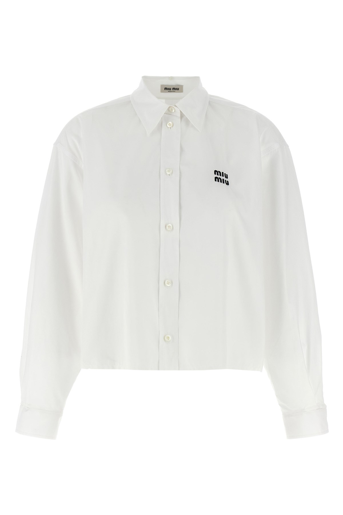 Miu Miu Raw Cut Crop Shirt In White