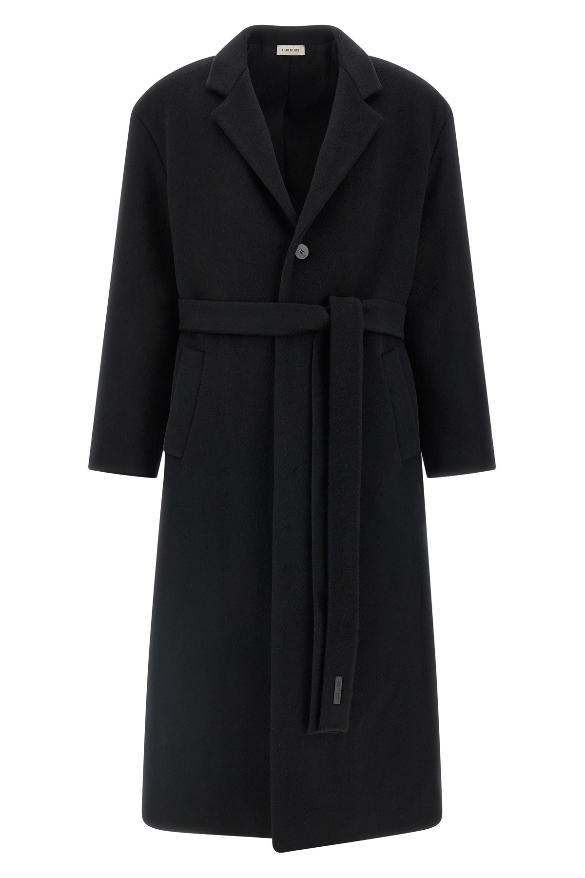 Fear Of God Single-breasted Wool Coat In Black