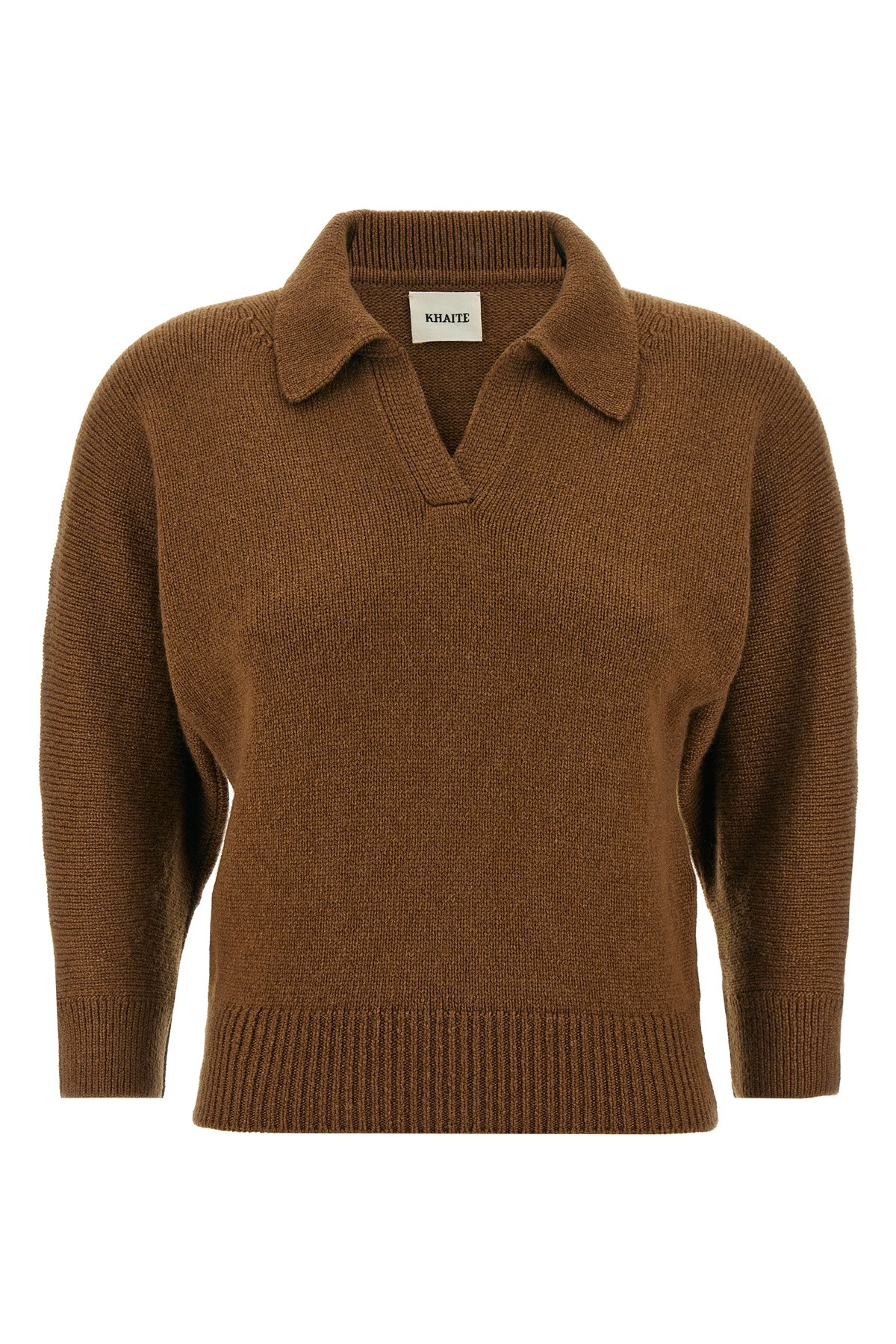 Khaite Herve Cashmere Polo Neck Sweater In Brown