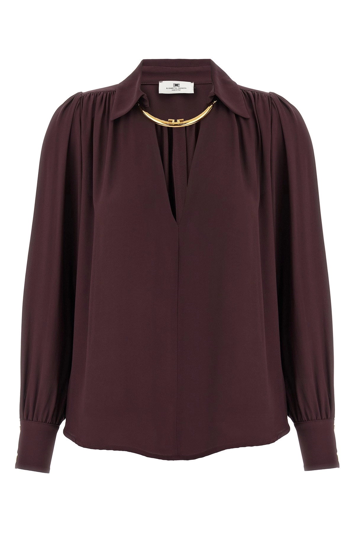 Tシャツ・カットソー ELISABETTA FRANCHI FW25 Necklace shirt (CA12356E2 360) Buy Elisabetta Franchi Burgundy T-shirt with Necklace in