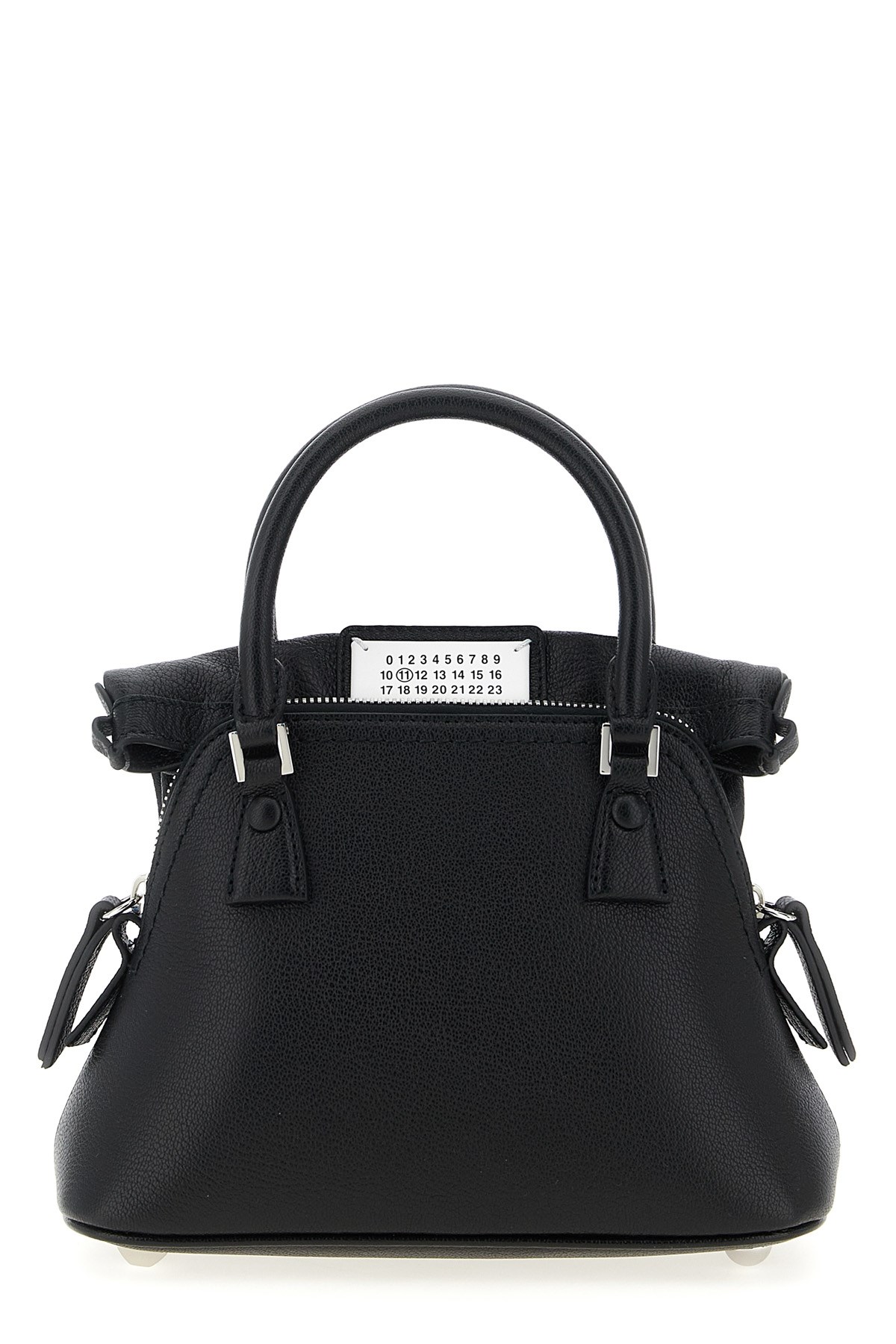 Maison Margiela Structured Textured Leather Shoulder Bag In Black