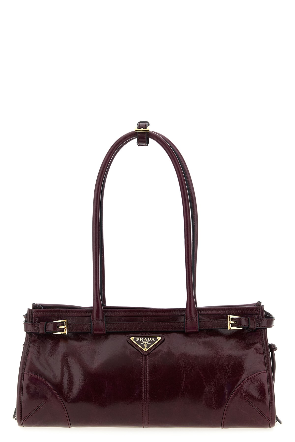 Prada Medium Leather Handbag In Burgundy