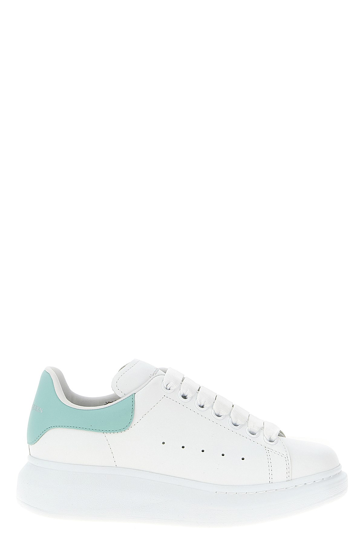 Alexander Mcqueen Leather Sneakers With Thick Sole And Perforated Design In Blue