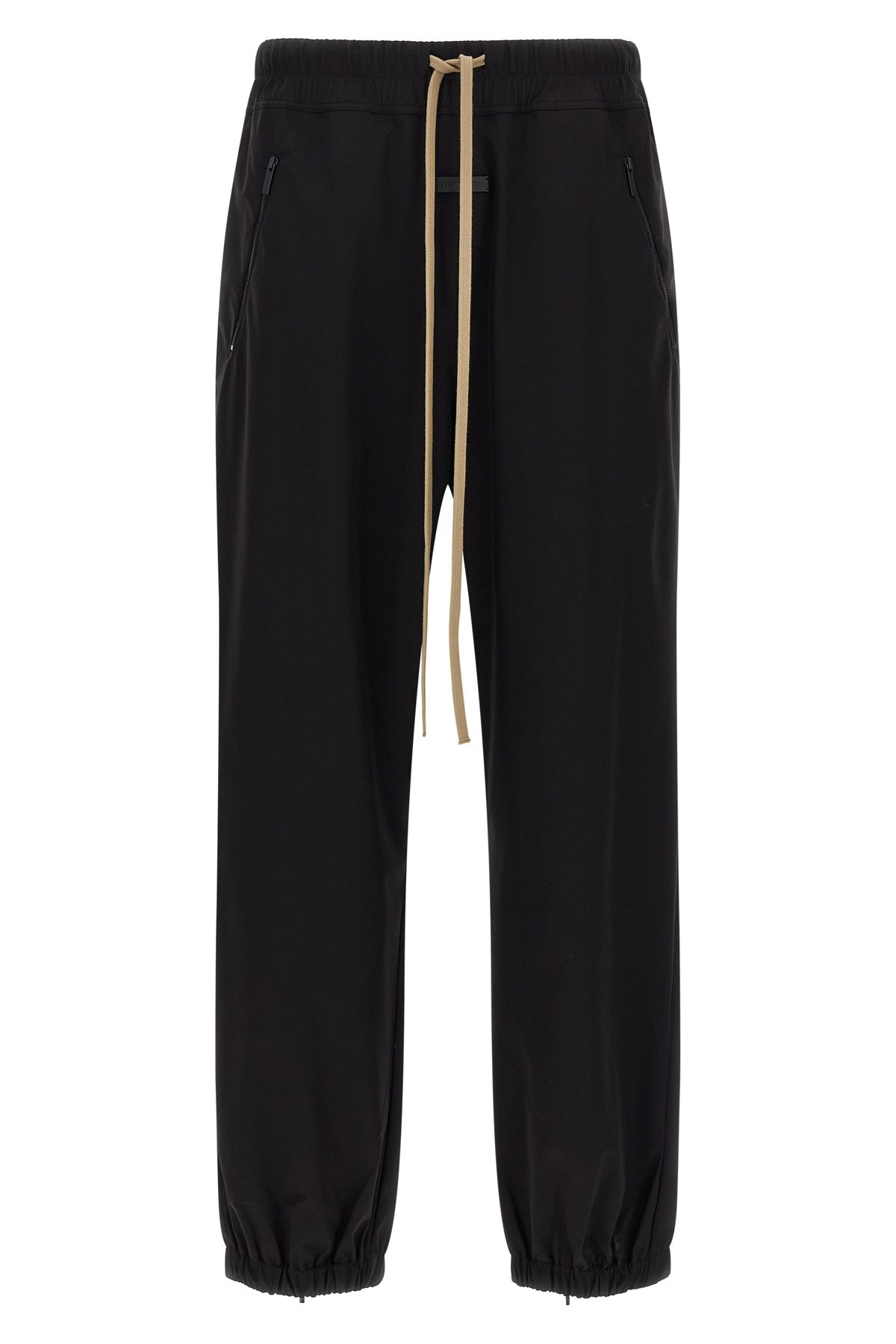 Fear Of God Elastic Waistband Trackpant Joggers With Side Zip Pockets In Black