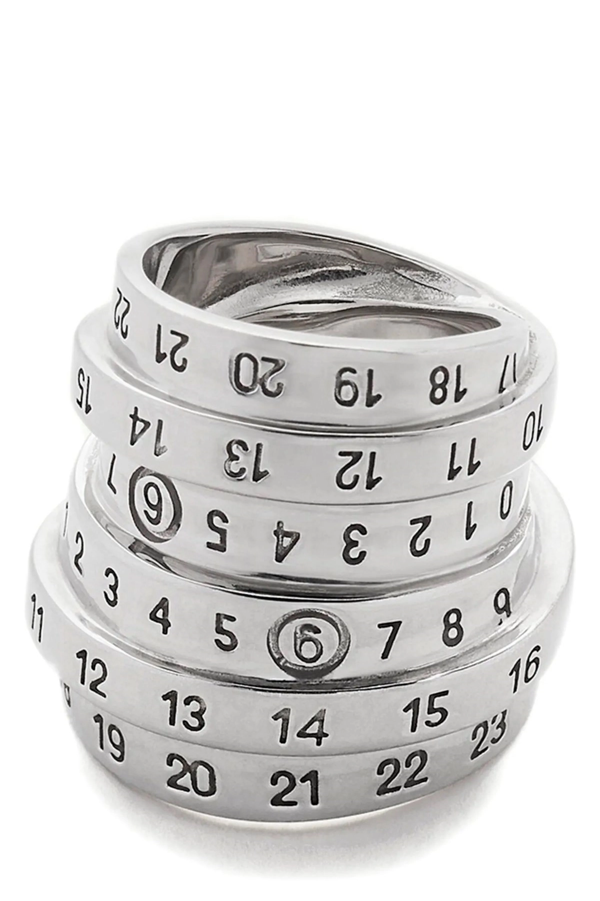 指輪・リング Mm6 Maison Margiela Logo Ring MM6 Maison Margiela Women's Logo Ring in Brunito Palladio