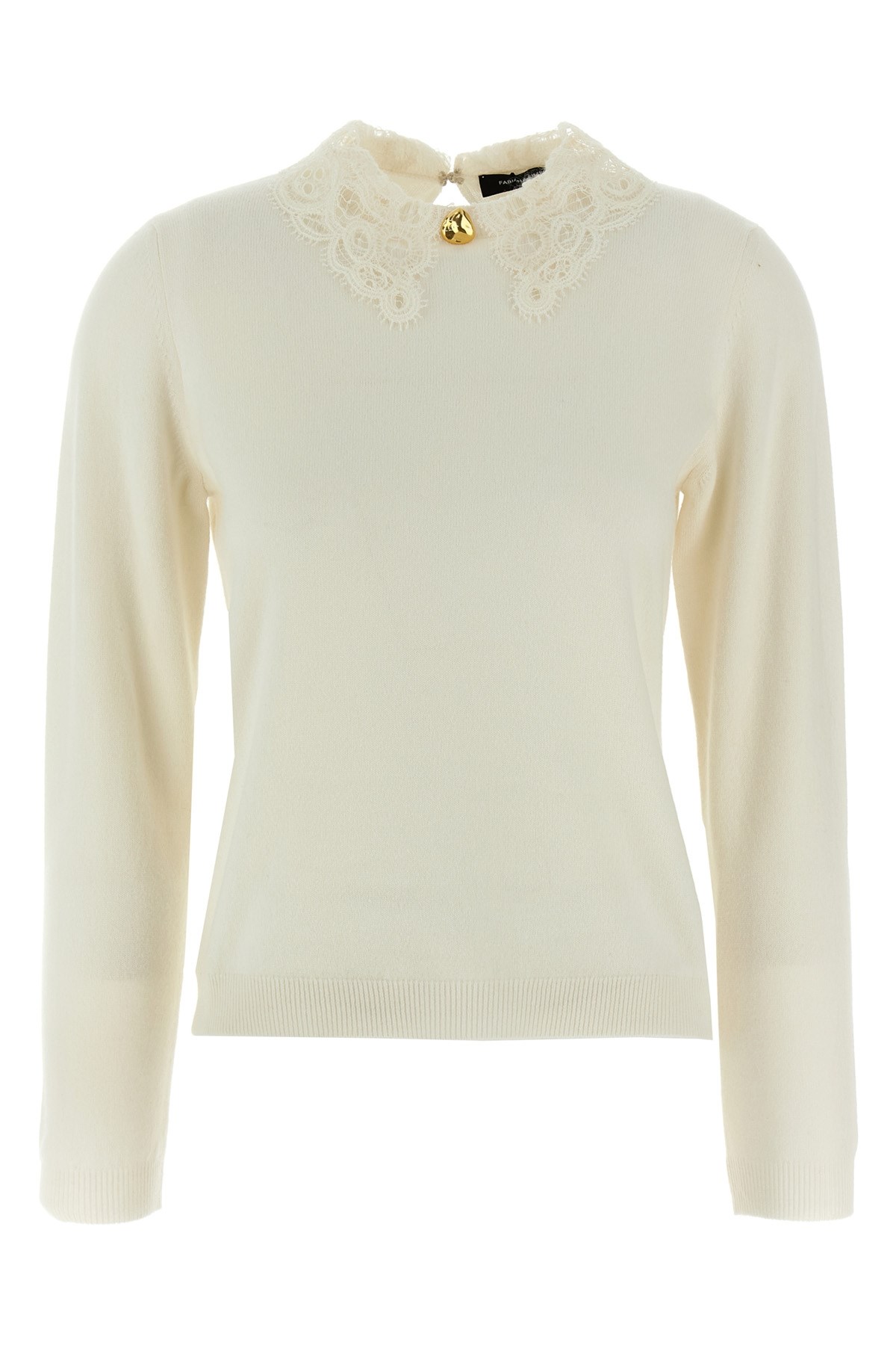 Fabiana Filippi Knitwear Sweater Lace Collar In White