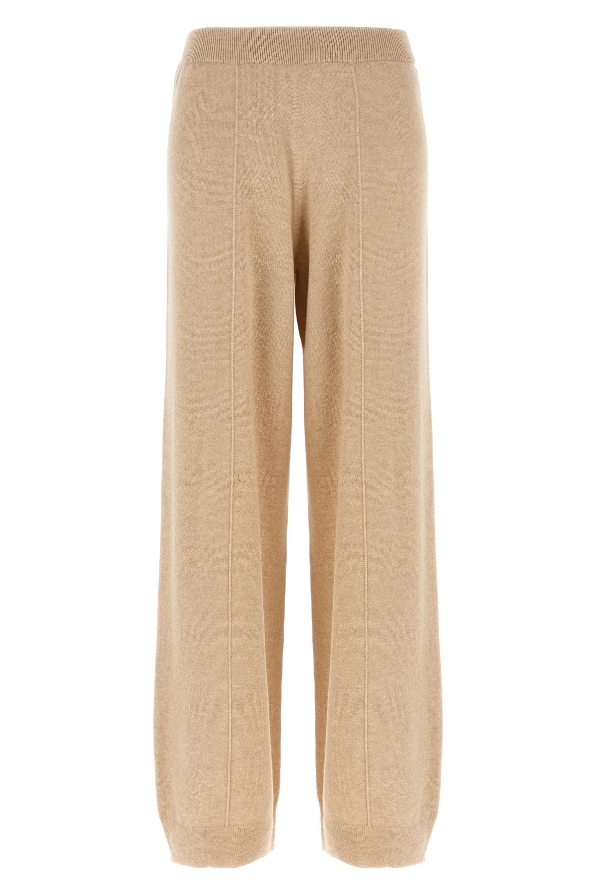 Fabiana Filippi Cropped Wide-leg Pants With Ribbed Waistband And Vertical Seams In Sand