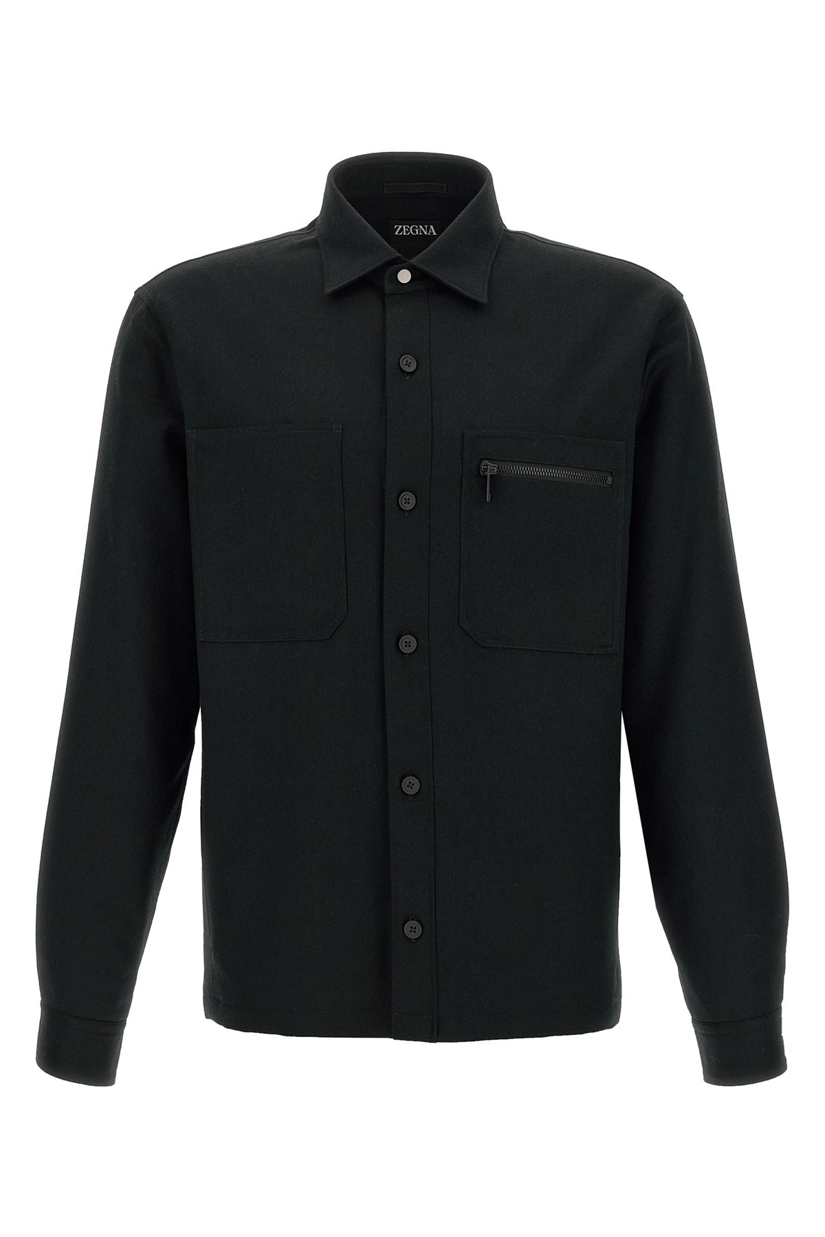 Zegna Padded Techmerino Shirt Jacket In Black