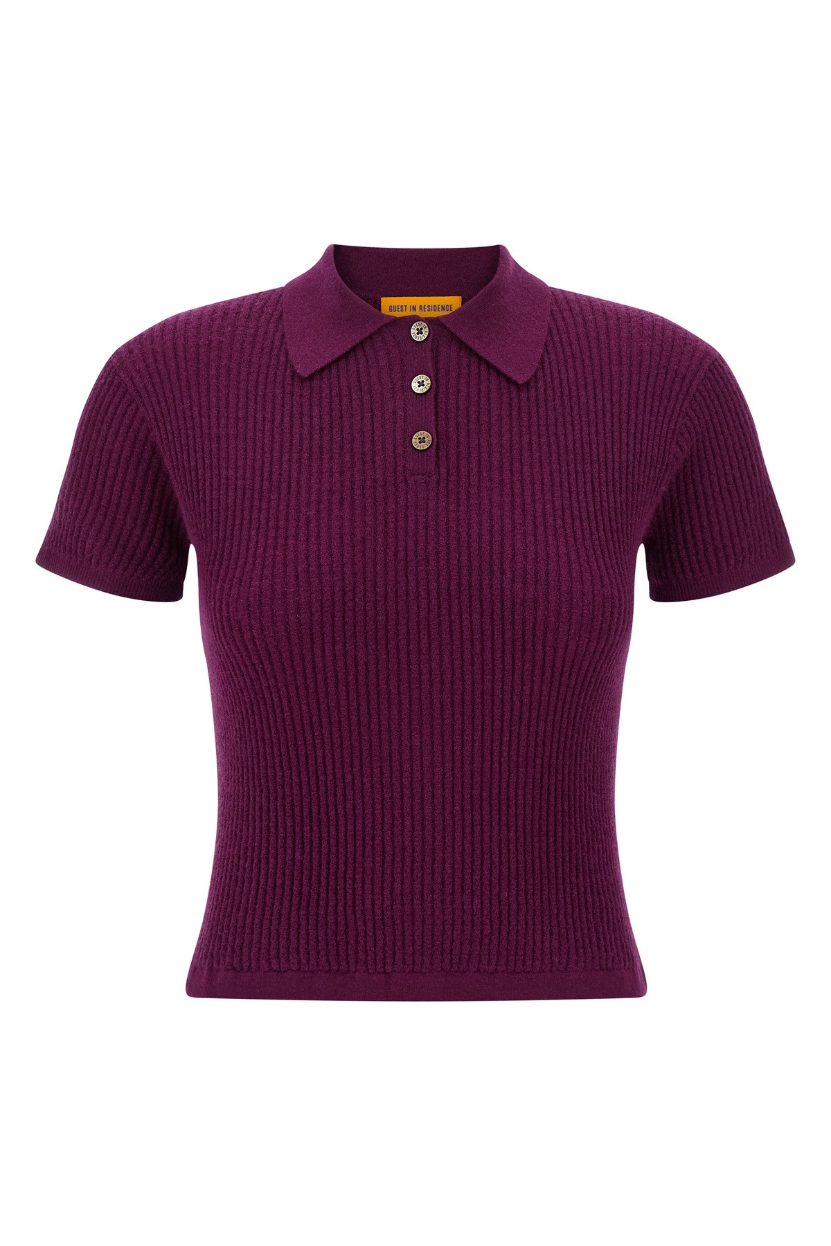 Guest In Residence Shrunken Cashmere Polo Top In Purple