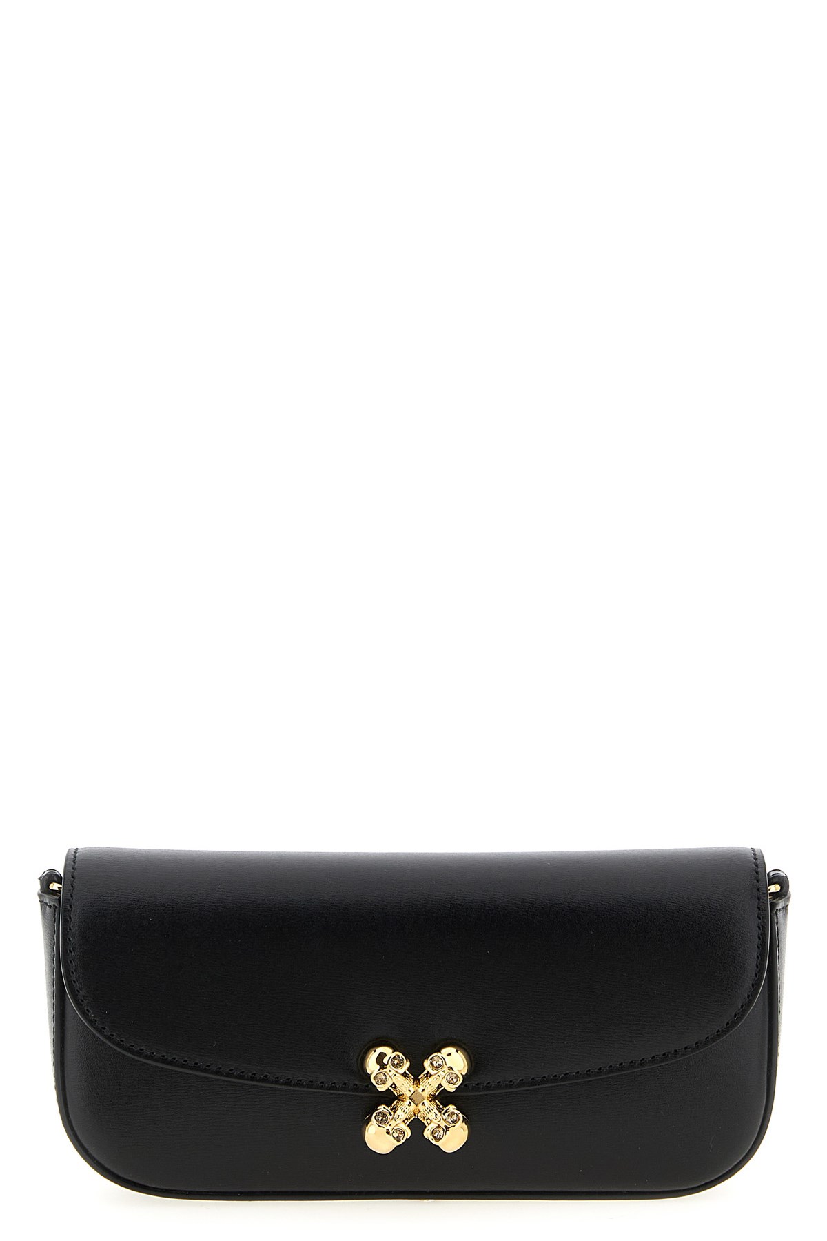 Alexander Mcqueen Black Healthier Small Skull Flower Crossbody Bag In Black