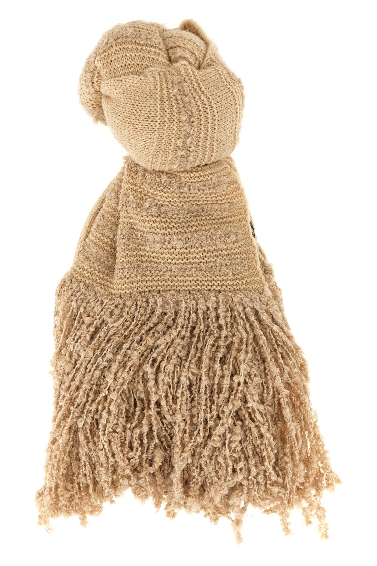 Fabiana Filippi Sciarpa Frange Bouclé In Sand