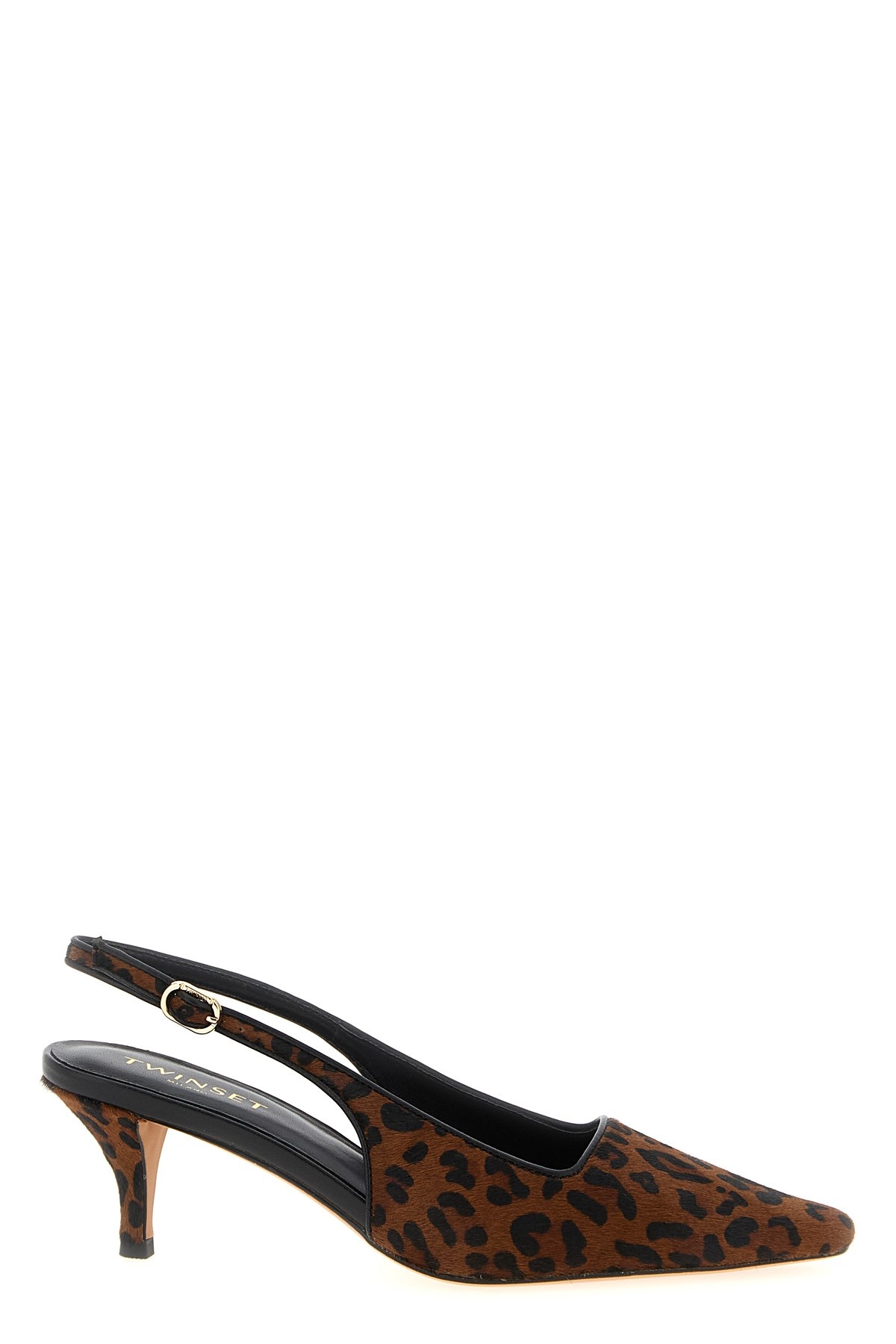 Twinset Twin-set Animal Print Slingbacks In Brown