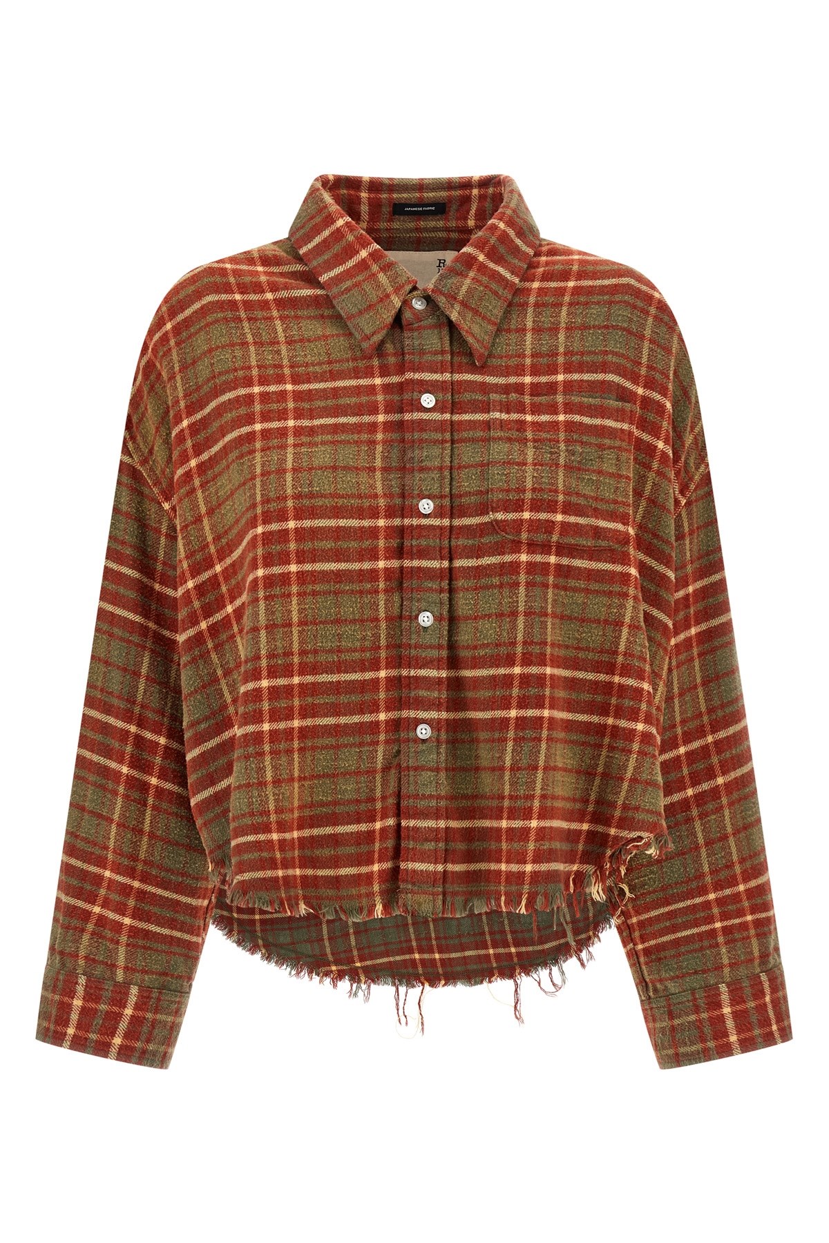 R13 Plaid Shirt With Frayed Hem In Multi