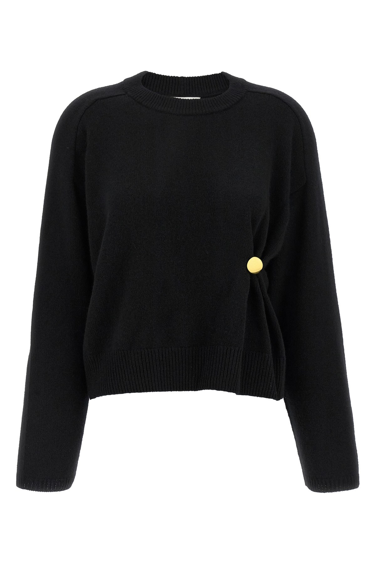 Loulou De Saison Bill Draped Metallic-ornament Sweater In Black