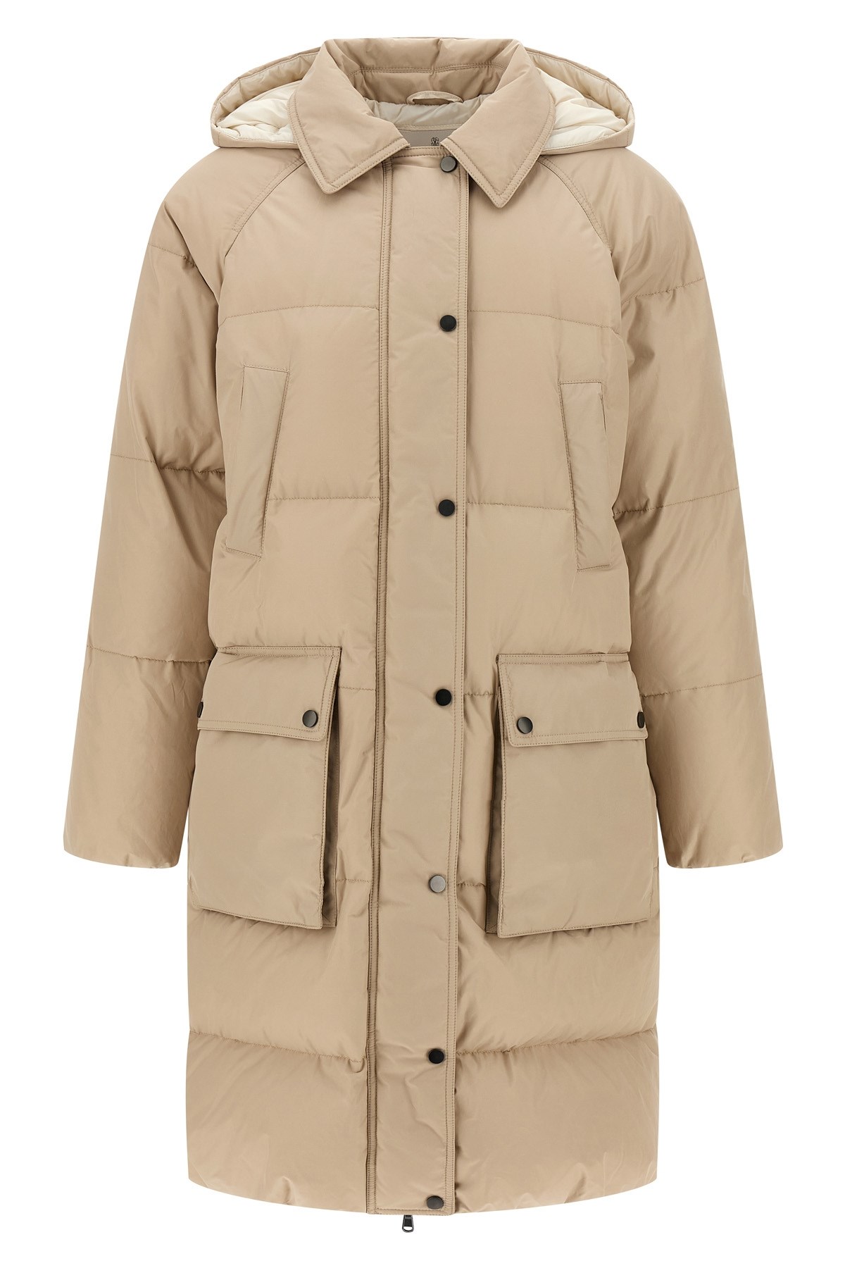 Brunello Cucinelli Shiny Zipper Pull Down Jacket In Sand