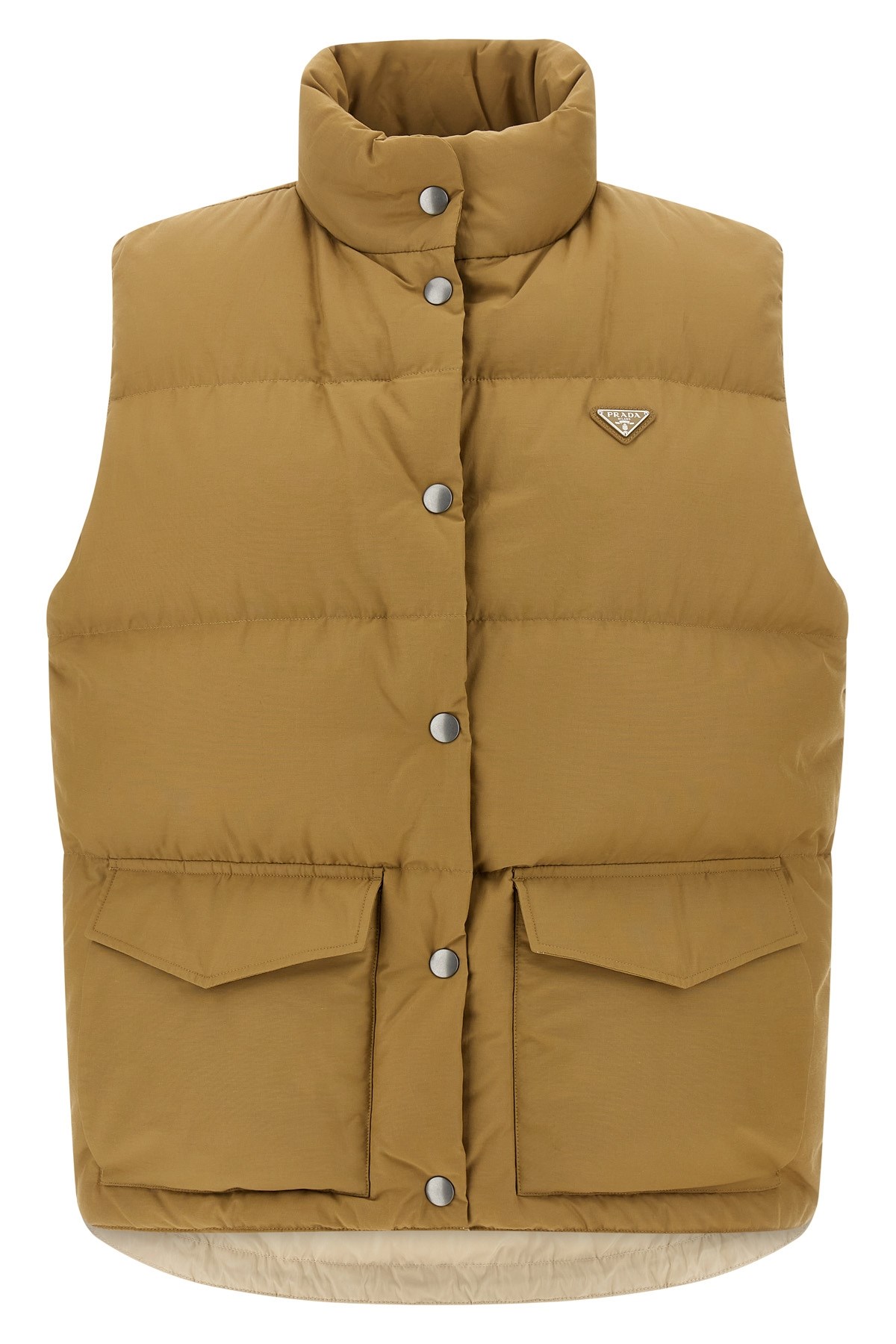 Prada Sleeveless Cotton Coat In Brown