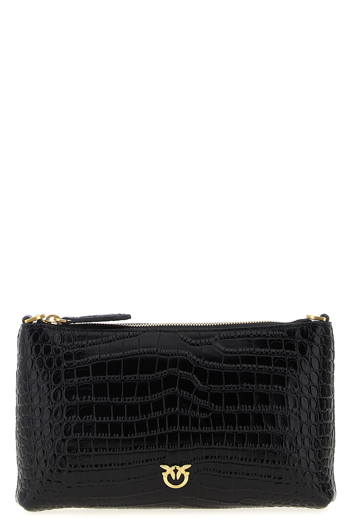 Pinko Flat Horizontal Crossbody Bags Black In Black