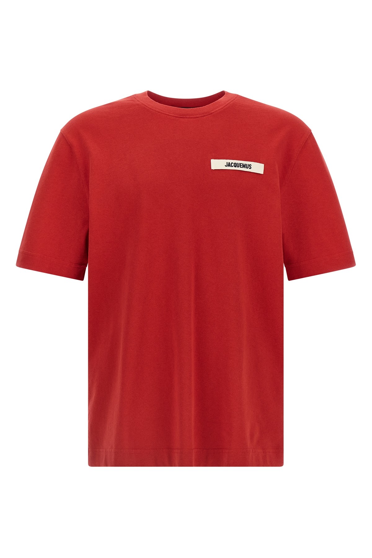 Jacquemus Le T-shirt Gros Grain Red T-shirt With Logo Patch On The Front In Cotton Man In Red