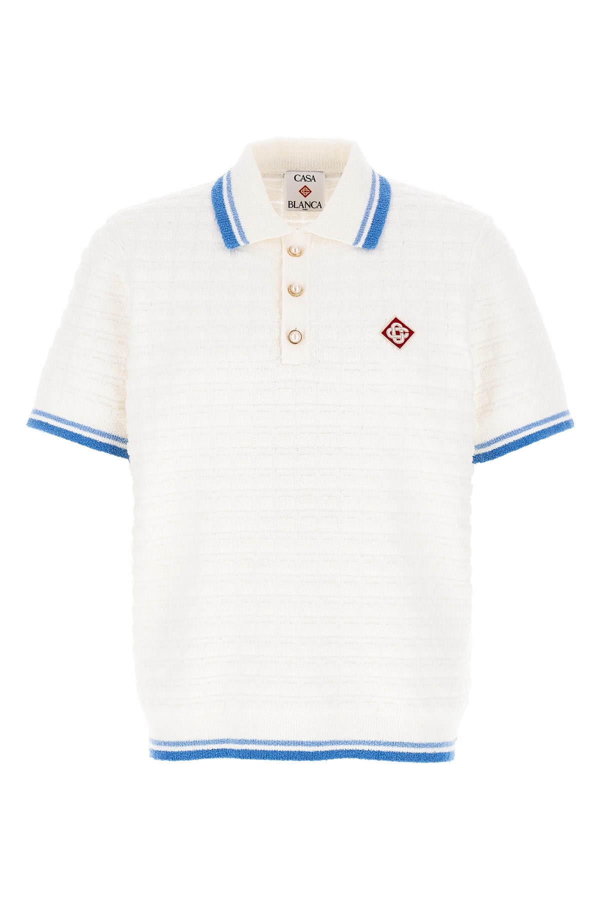 Casablanca White Shirt With Classic Collar And Chest Logo Patch In Cotton Man In White