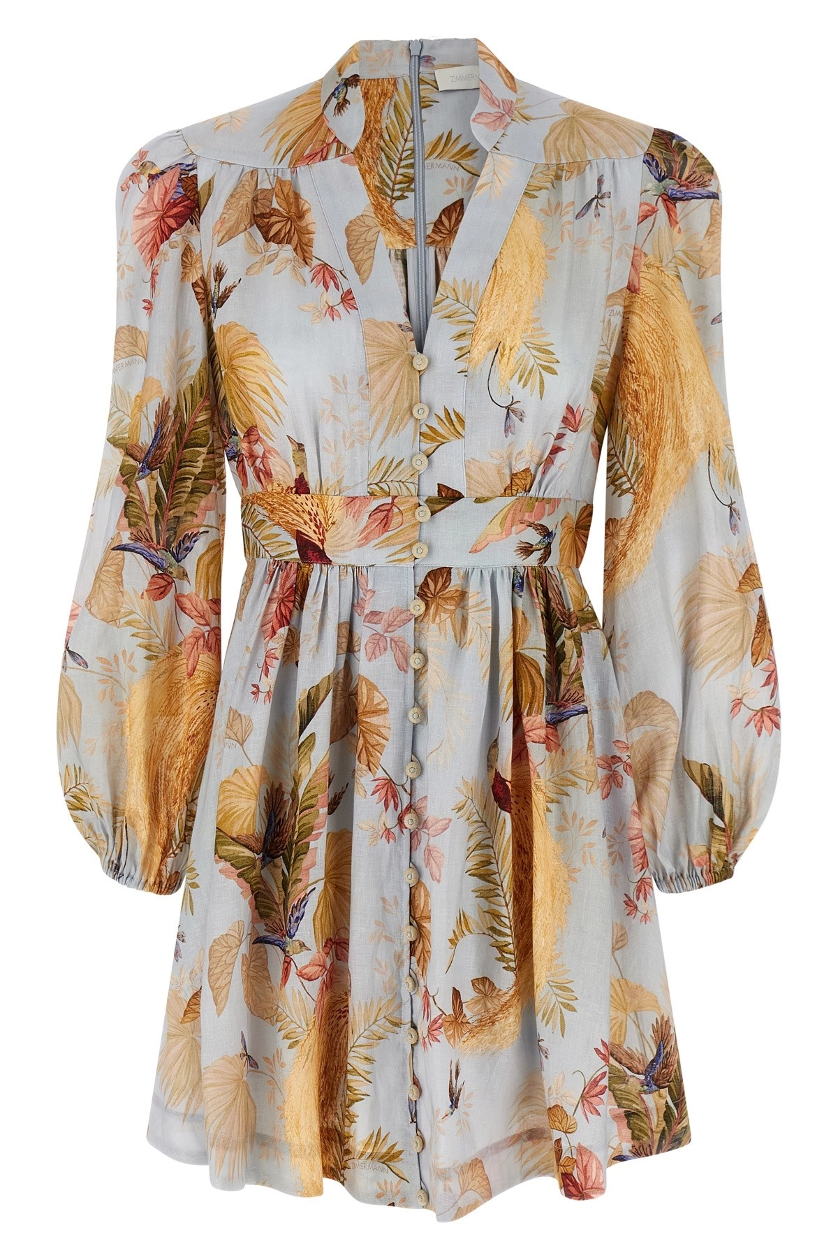 【関税込み】ZIMMERMANN Acension Plunge' dress Ascension Plunge Halter Maxi Blue/Cream Indienne Floral
