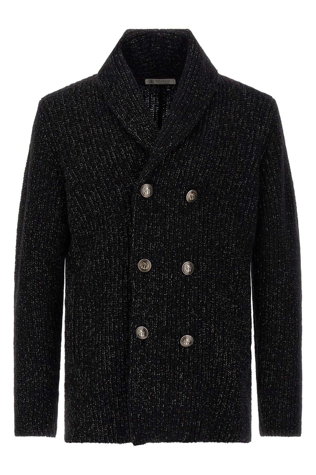 Brunello Cucinelli Double-breasted Cashmere And Silk Blend Cardigan In Black