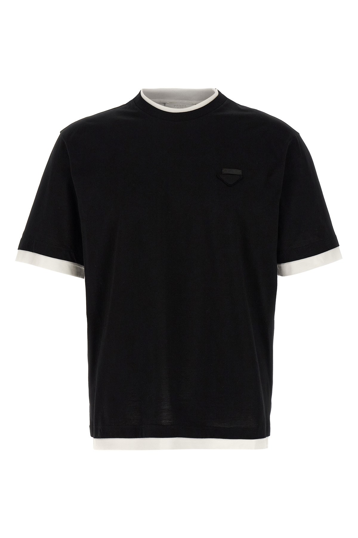 Prada Men Double Layer T-shirt In Black