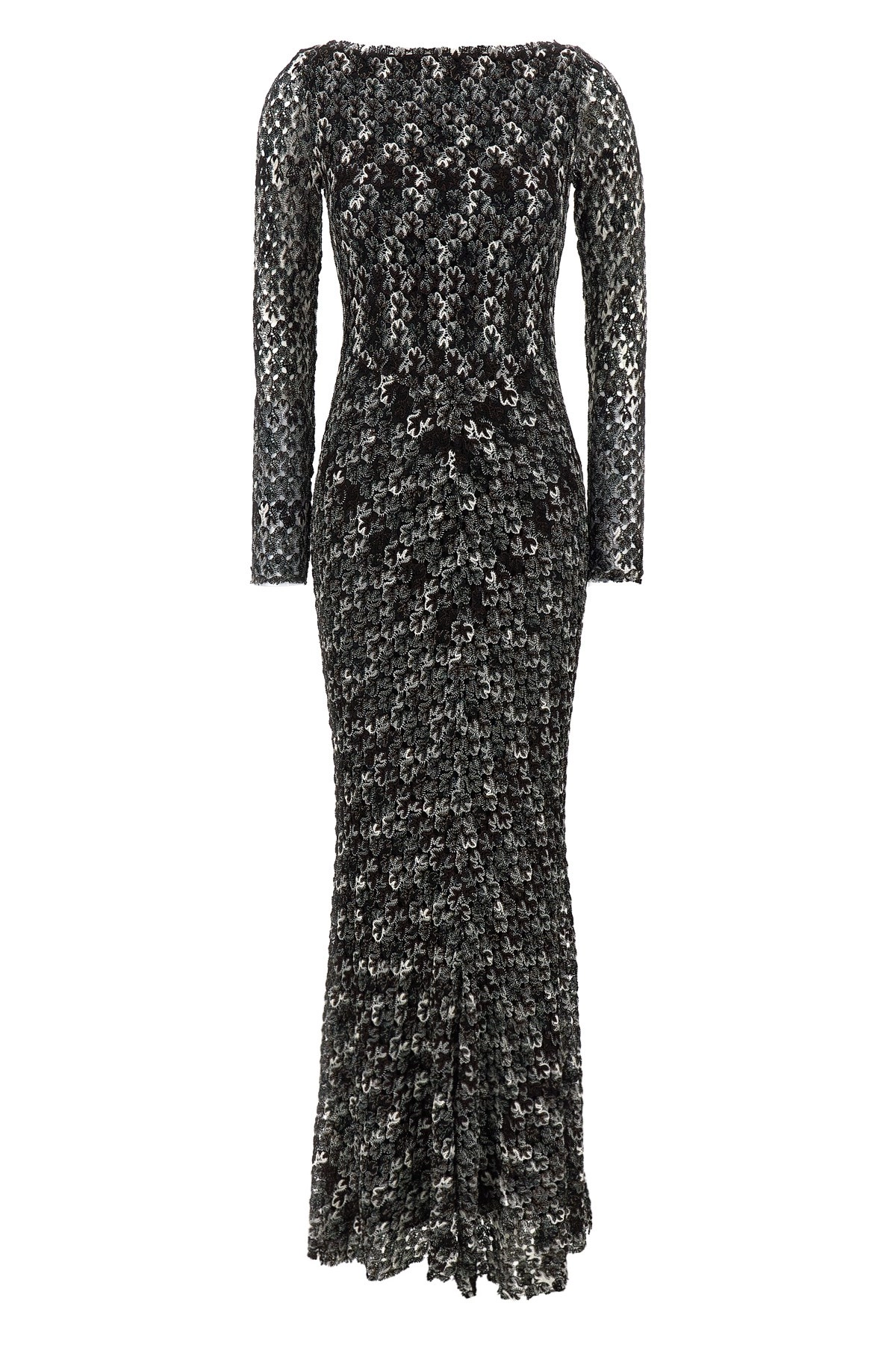 ワンピース MISSONI FW25 Long dress (DS25WG21BR012H S80DP) Long one-shoulder zigzag dress with sequins and fringes