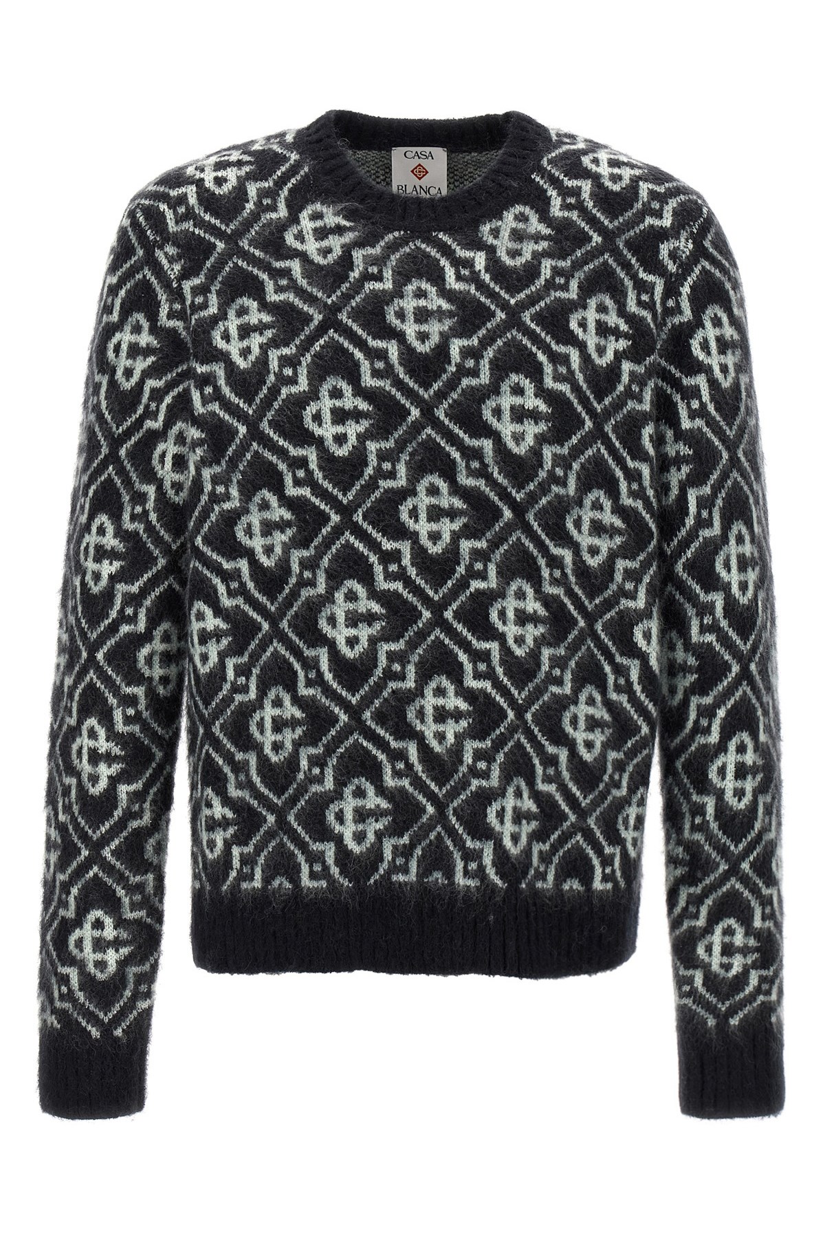Casablanca Black Mohair Blend Monogrammed Sweater Men In Multi