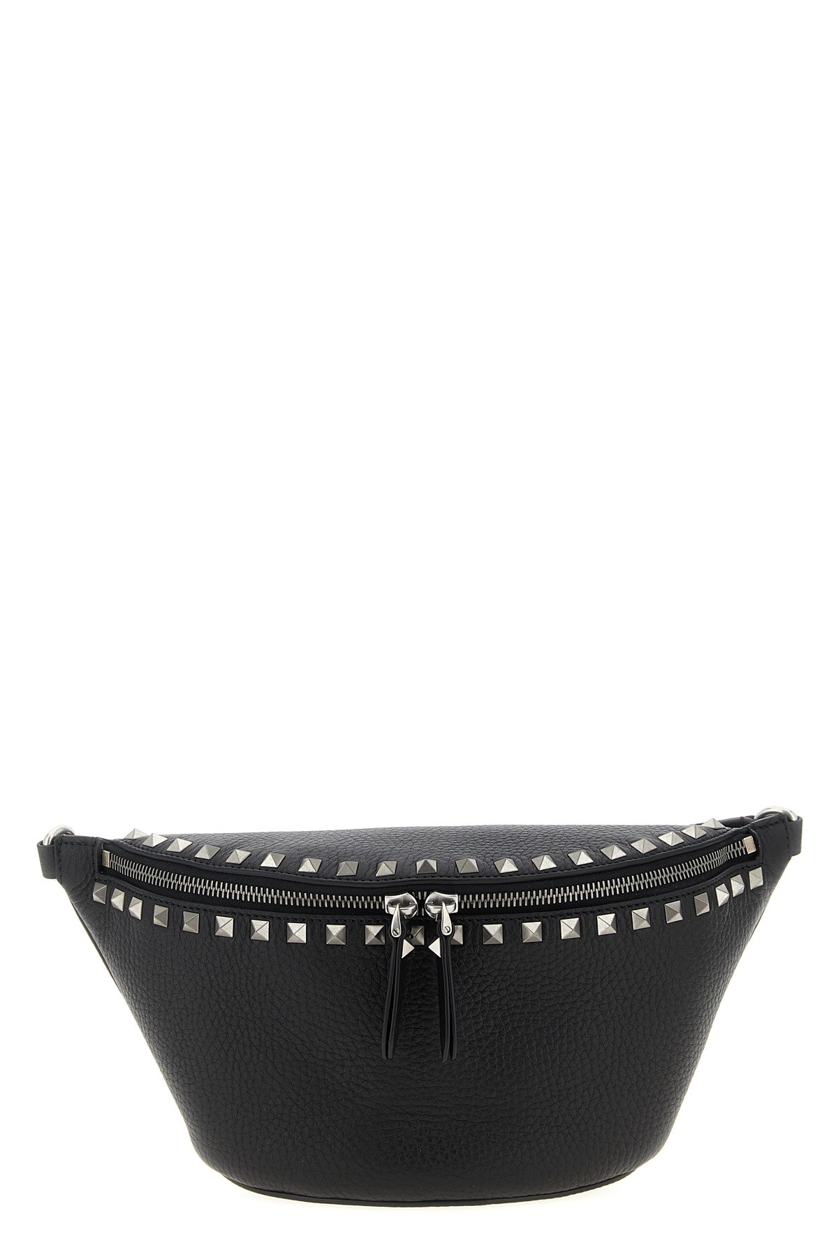 Valentino Pebbled Stud Leather Belt Bag In Black