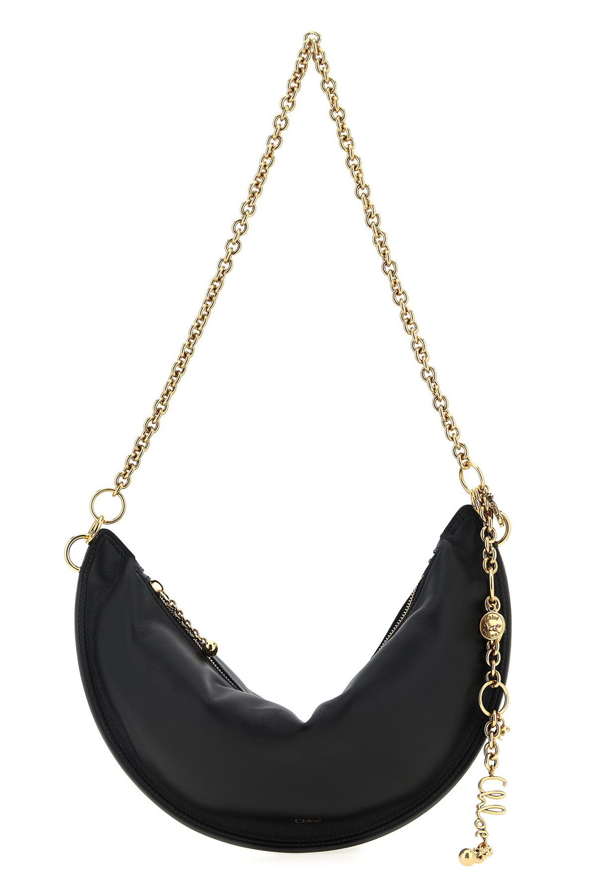 Chloé Icons Crescent-shaped Chain Shoulder Bag In Black