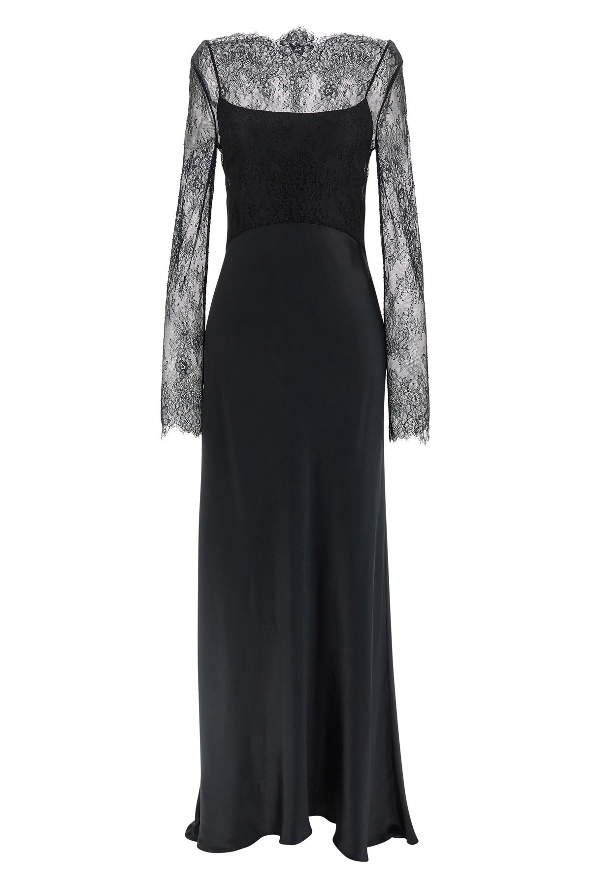 Alberta Ferretti Women Lace Satin Dress In Black