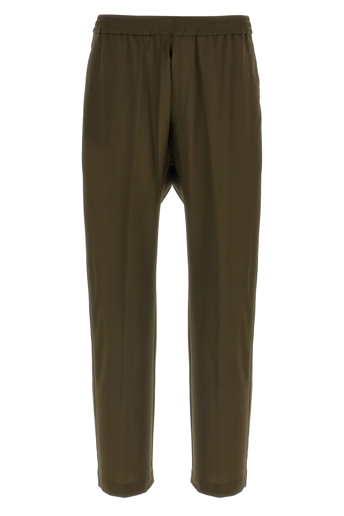 Barena Venezia Straight Leg Elastic Waistband Pants With Back Pockets In Green