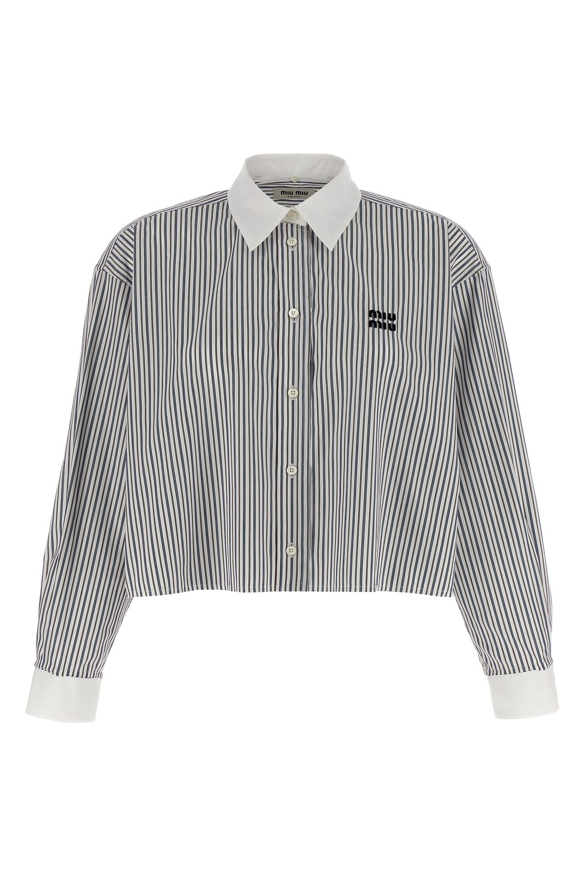 Miu Miu Striped Shirt In Gray