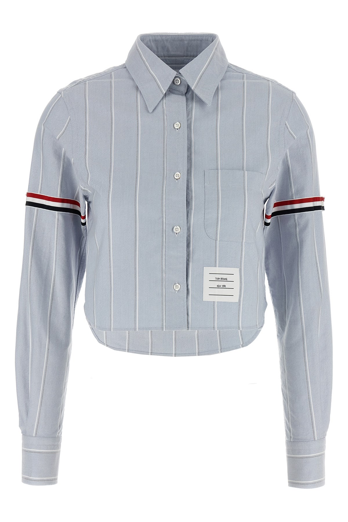 Thom Browne Cropped Shirt Shirt And Blouse Blue In Multi