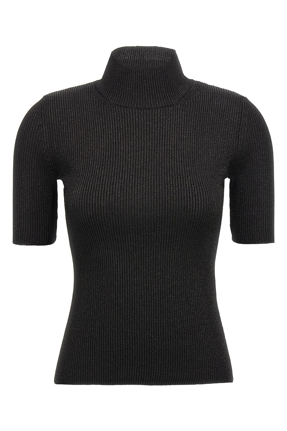 Missoni Short-sleeved Turtleneck In Glitter-effect Viscose In Animal Print
