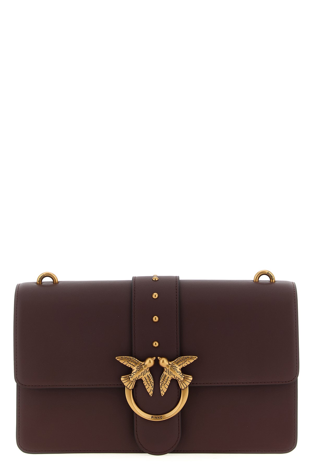 Pinko Love Vitello With Structured Silhouette And Bird Embellishment In Brown