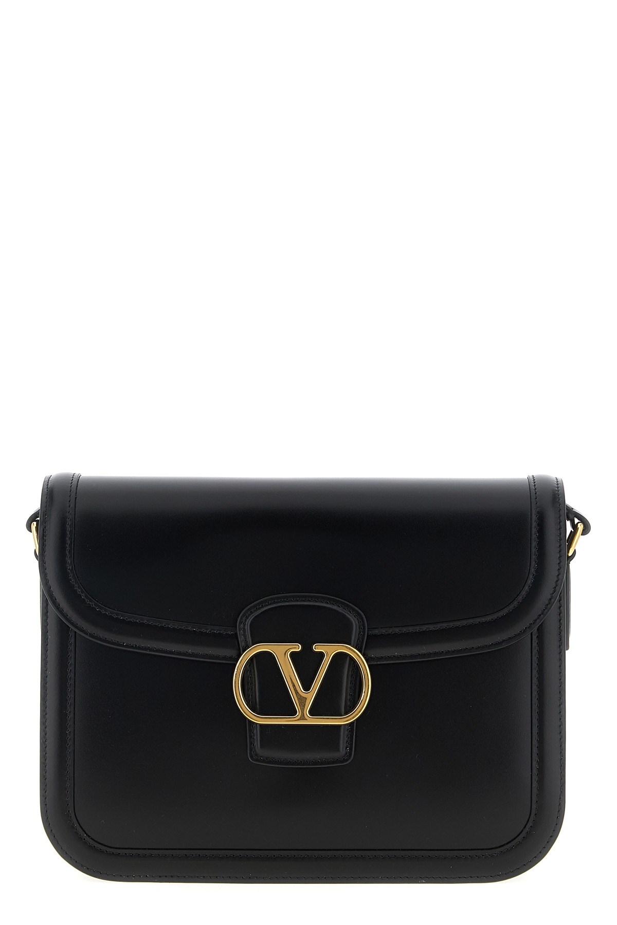 Valentino Small Vlogo Signature Flap Shoulder Bag In Black